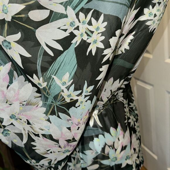 Miss Me Green tropical Floral Print Sheer Kimono Cardigan - Picture 10 of 11
